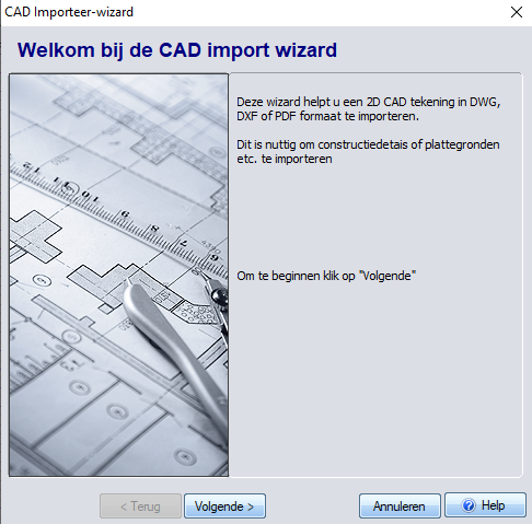 DXF importeerscherm- 3D TUIN Designer
