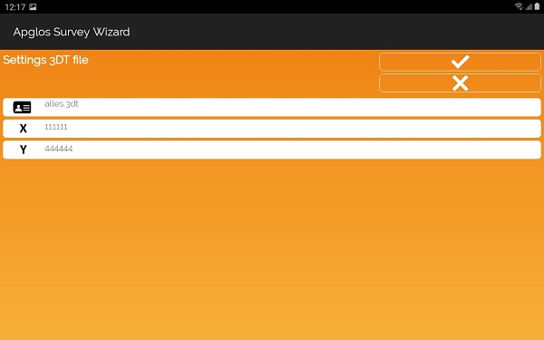 Instellingenscherm voor bestand van 3D TUIN Designer in Apglos Survey Wizard