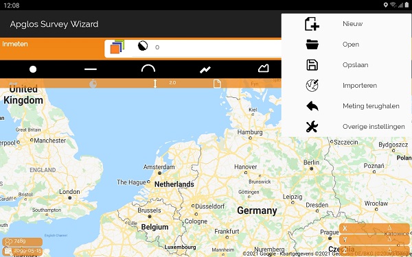 Bestandsmenu van Apglos Survey Wizard