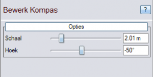 Ingevulde hoek van noordpijl in 3D TUIN Designer