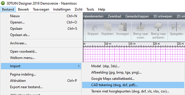DXF importeren in 3D TUIN Designer