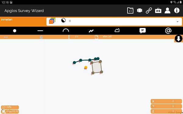 Ingelezen bestand van 3D TUIN Designer in Apglos Survey Wizard
