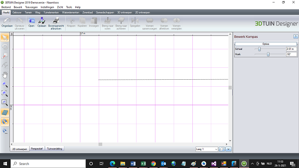 Volledig ingezoomd op ingemeten punt in 3D TUIN Designer