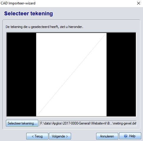 Preview van te importeren DXF