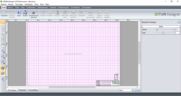 Noordpijl selectie in 3D TUIN Designer