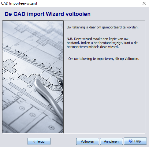 Voltooien import van DXF-3D TUIN Designer